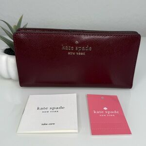 Kate Spade Staci Large Slim Bifold Wallet ♠️ Cherrywood NWT